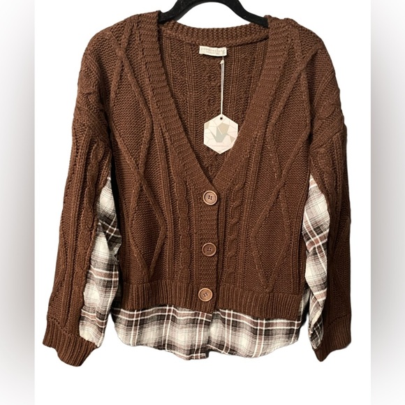 Paper Crane Anthropologie sweater color brown size small - Picture 1 of 5